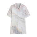 Pink White Grey Marble Print Cotton Hawaiian Shirt