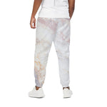 Pink White Grey Marble Print Cotton Pants