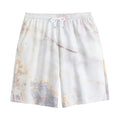 Pink White Grey Marble Print Cotton Shorts