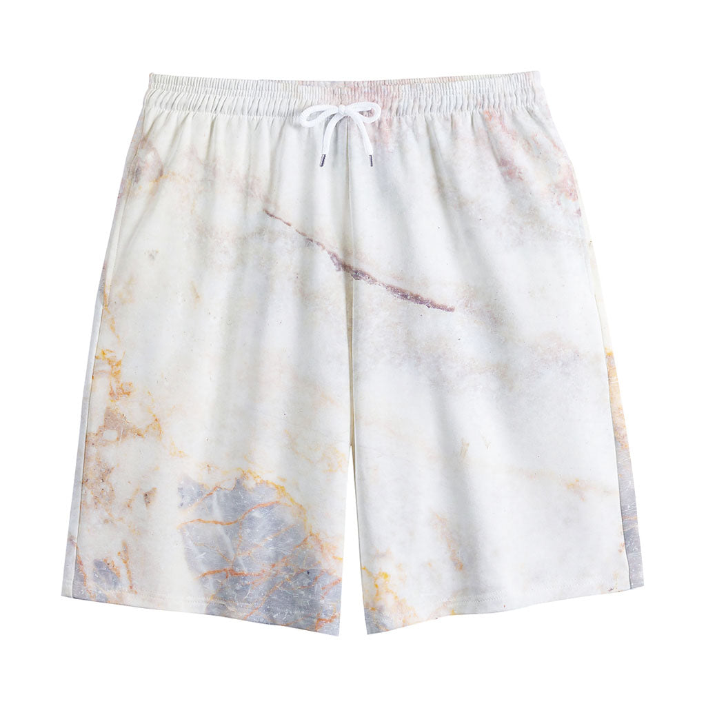 Pink White Grey Marble Print Cotton Shorts