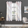 Pink White Grey Marble Print Grommet Curtain Panels