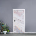 Pink White Grey Marble Print Door Sticker