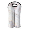 Pink White Grey Marble Print Double Neoprene Wine Tote