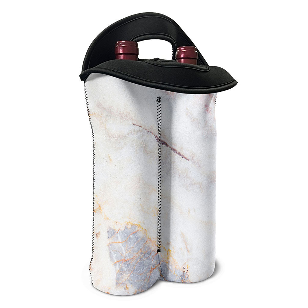 Pink White Grey Marble Print Double Neoprene Wine Tote