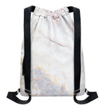 Pink White Grey Marble Print Drawstring Backpack