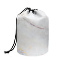 Pink White Grey Marble Print Drawstring Makeup Bag