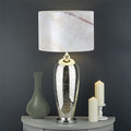 Pink White Grey Marble Print Drum Lamp Shade