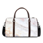 Pink White Grey Marble Print Duffle Bag