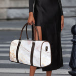 Pink White Grey Marble Print Duffle Bag