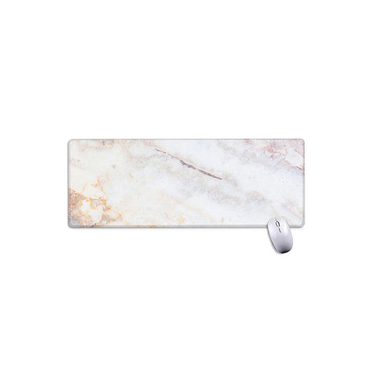 Pink White Grey Marble Print Extended Mouse Pad