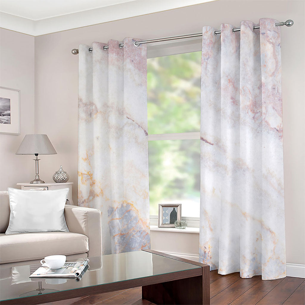 Pink White Grey Marble Print Extra Wide Grommet Curtains