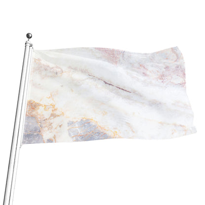 Pink White Grey Marble Print Flag