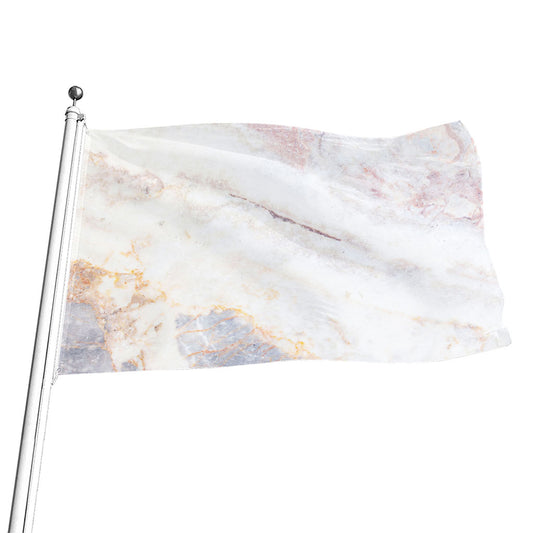 Pink White Grey Marble Print Flag