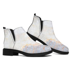 Pink White Grey Marble Print Flat Ankle Boots