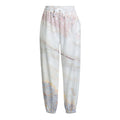 Pink White Grey Marble Print Fleece Lined Knit Pants