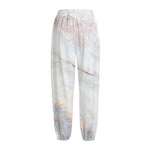 Pink White Grey Marble Print Fleece Lined Knit Pants