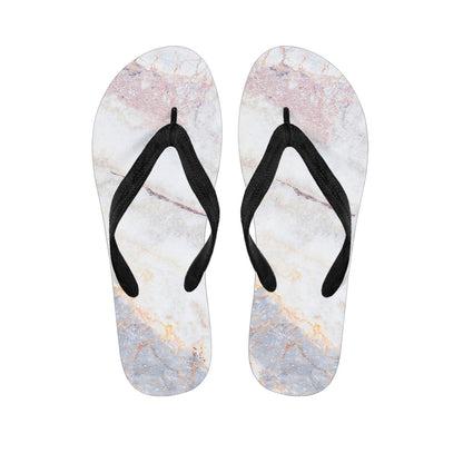 Pink White Grey Marble Print Flip Flops