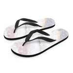 Pink White Grey Marble Print Flip Flops