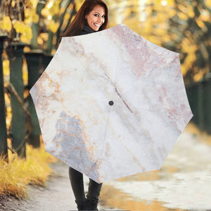 Pink White Grey Marble Print Foldable Umbrella