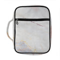 Pink White Grey Marble Print Front Pocket Bible Bag