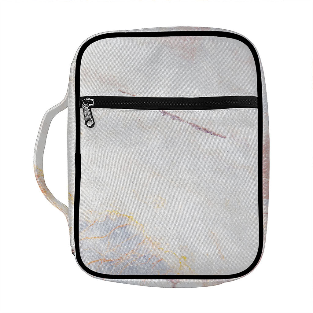 Pink White Grey Marble Print Front Pocket Bible Bag