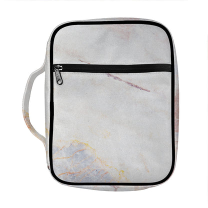 Pink White Grey Marble Print Front Pocket Bible Bag