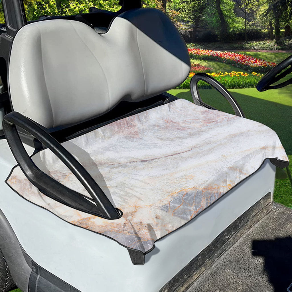 Pink White Grey Marble Print Golf Cart Seat Cover