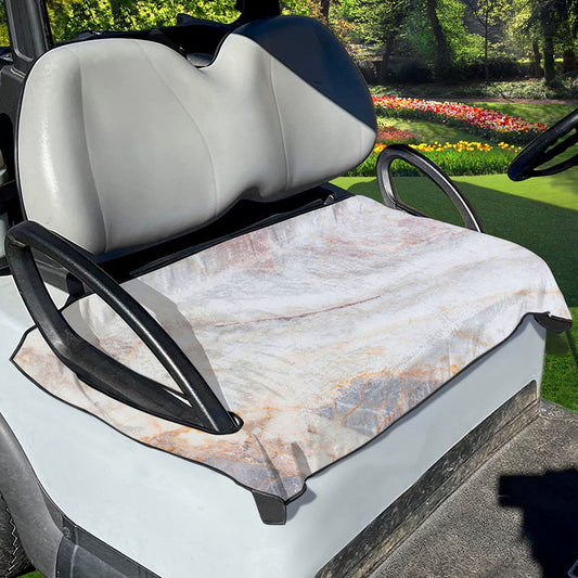 Pink White Grey Marble Print Golf Cart Seat Cover