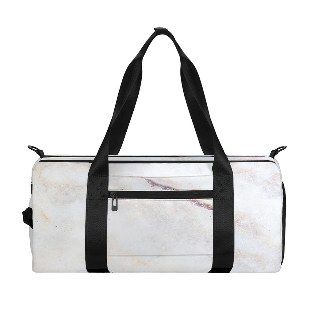 Pink White Grey Marble Print Gym Bag