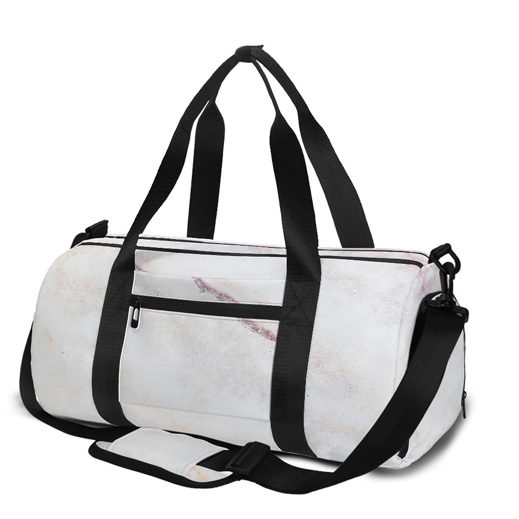 Pink White Grey Marble Print Gym Bag