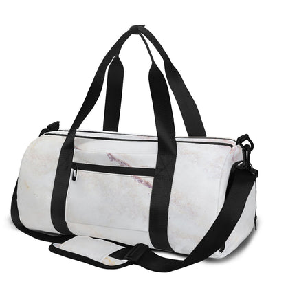 Pink White Grey Marble Print Gym Bag