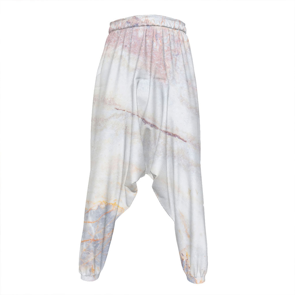 Pink White Grey Marble Print Hammer Pants
