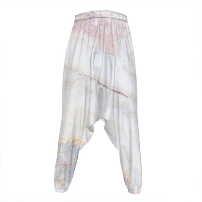 Pink White Grey Marble Print Hammer Pants