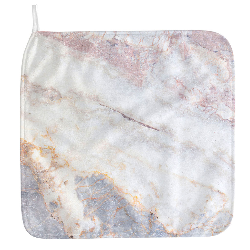 Pink White Grey Marble Print Hand Towel
