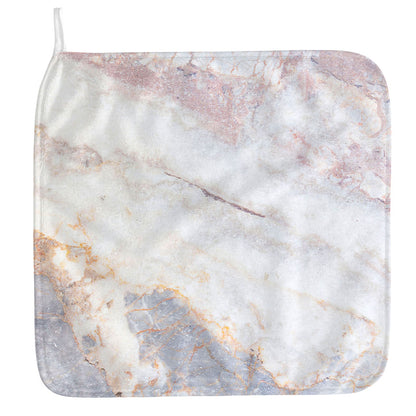 Pink White Grey Marble Print Hand Towel