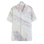 Pink White Grey Marble Print Hawaiian Shirt