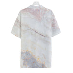 Pink White Grey Marble Print Hawaiian Shirt