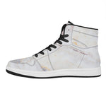 Pink White Grey Marble Print High Top Leather Sneakers