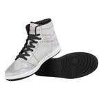 Pink White Grey Marble Print High Top Leather Sneakers