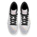 Pink White Grey Marble Print High Top Leather Sneakers