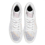 Pink White Grey Marble Print High Top Leather Sneakers