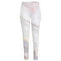 Pink White Grey Marble Print High-Waisted Pocket Leggings