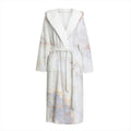 Pink White Grey Marble Print Hooded Bathrobe