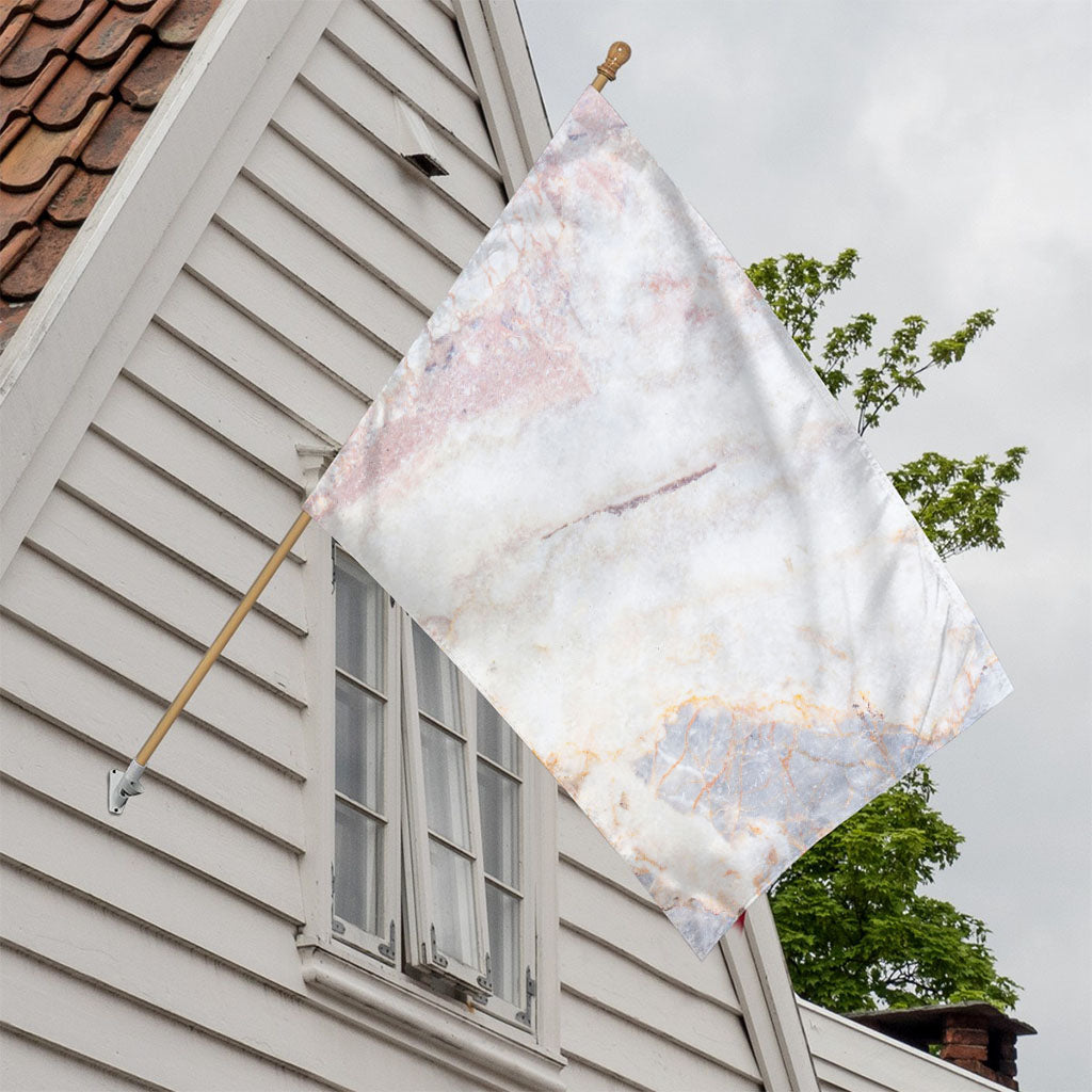 Pink White Grey Marble Print House Flag