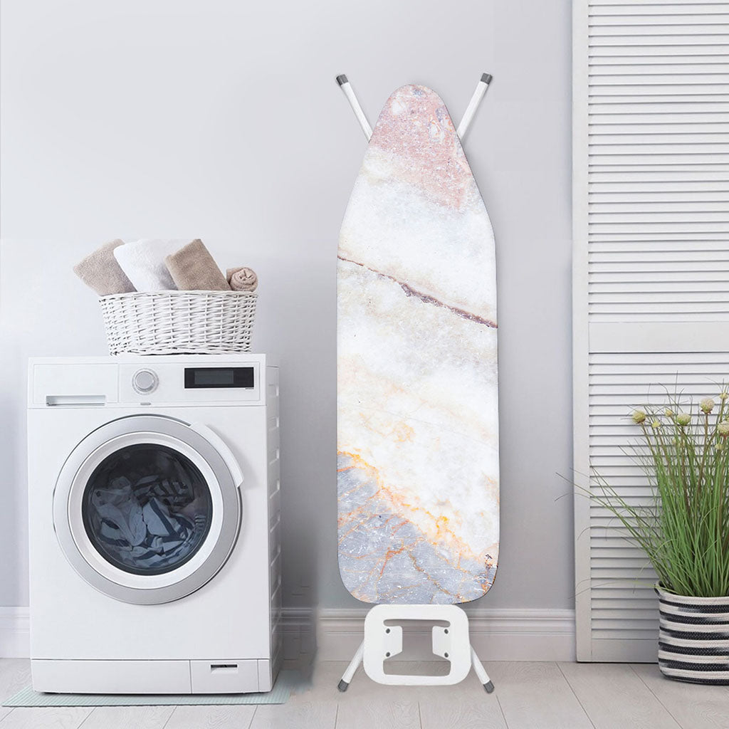 Pink White Grey Marble Print Ironing Board Cover