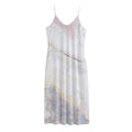 Pink White Grey Marble Print Jersey Midi Cami Dress