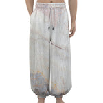 Pink White Grey Marble Print Lantern Pants