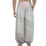 Pink White Grey Marble Print Lantern Pants