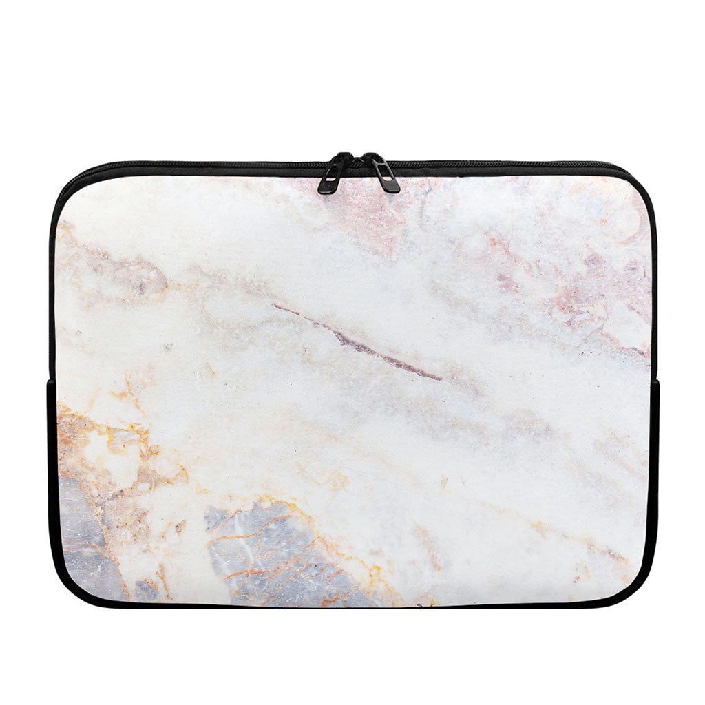 Pink White Grey Marble Print Laptop Sleeve