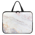 Pink White Grey Marble Print Laptop Sleeve With Handle